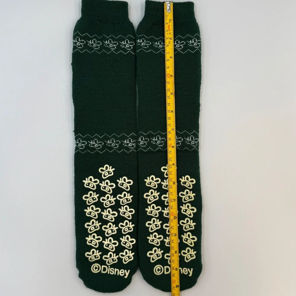 Disney‎ Winnie the Pooh Slipper Socks Green Knit Non Slip Bee Grip Crew Socks